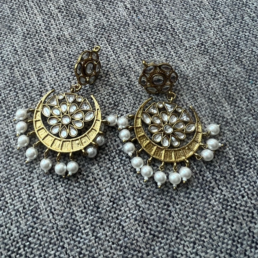 Bold faux pearl and faux diamond statement earrings